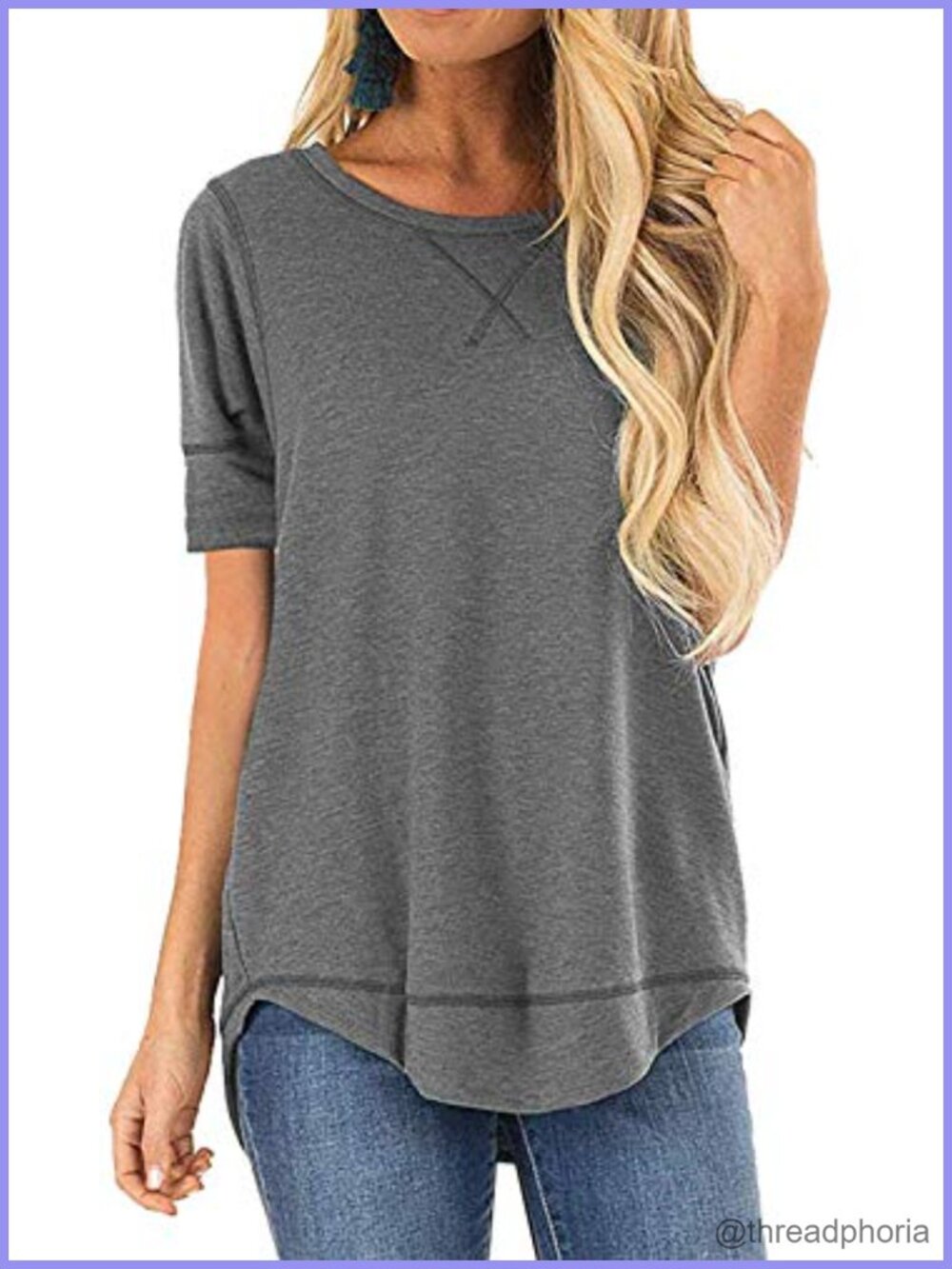 Women's Short Sleeve Side Split High Low Tunic Top Rayon Blend Casual Loose